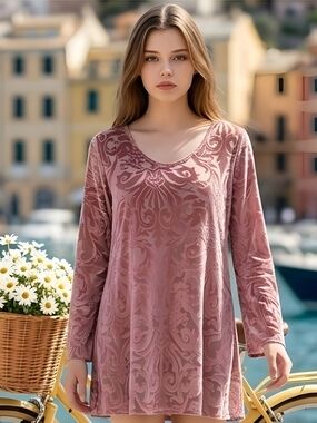 Vine Street Apparel Vintage Mauve Patterned Tunic Size Large